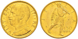 50 Lire 1933, XI, Roma. 4.41 g. ... 