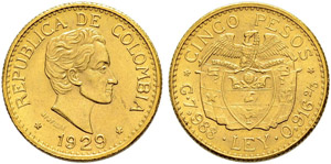 Republik, 1886-.  - 5 Pesos 1929. ... 