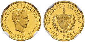 Republik - 1 Peso 1916. KM 15.2. ... 