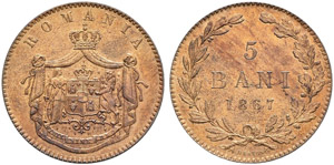 Probe - 5 Bani 1867, Heaton Mint. ... 