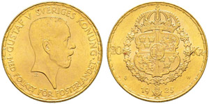 Gustaf V. 1907-1950.  - 20 Kronor ... 