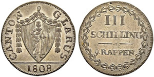 GLARUS - 3 Schillinge 1808. 1.99 ... 