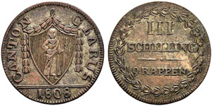 GLARUS - 3 Schillinge 1808. 2.37 ... 
