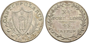 GLARUS - 15 Schillinge 1813. 4.15 ... 