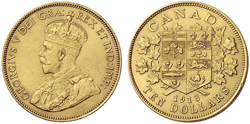 KANADA - 10 Dollars 1913. 16,70 g. ... 
