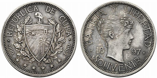 KUBA - Souvenir Peso 1897. 22,38 ... 
