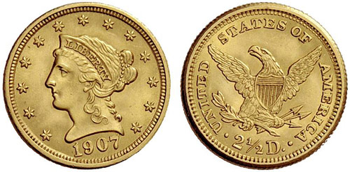 USA - 2 ½ Dollars 1907. 4,17 g. ... 