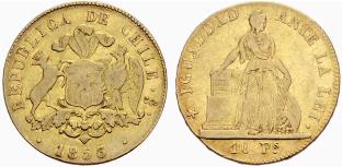 Republik. 10 Pesos 1853, Santiago ... 