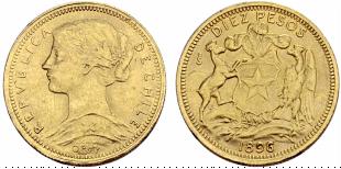 Republik. 10 Pesos 1896, Santiago ... 