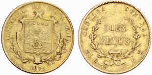 REPUBLIK - 10 Pesos 1870. 14.79 g. ... 