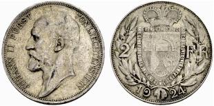 Johann II. 1858-1929. 2 Franken ... 