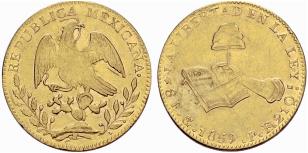 Republik. 8 Escudos 1859, Mexiko. ... 