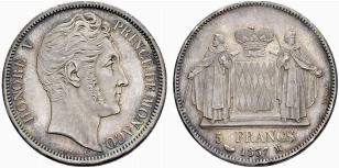 Honore V. 1819-1841. 5 Francs ... 