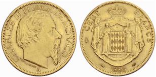 Charles III. 1856-1889. 100 Francs ... 
