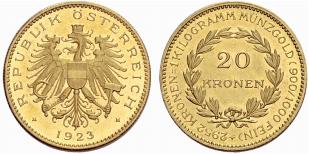 I. Republik. 1918-1938. 20 Kronen ... 