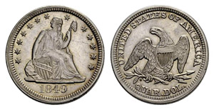 ¼ Dollar 1849. 6.73 g. Winz. Rdf. ... 