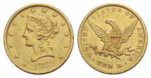 10 Dollars 1852. Liberty, 16.67 g. ... 