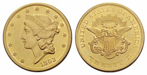 20 Dollars 1863, Philadelphia. ... 