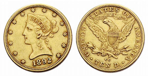 10 Dollars 1892, Carson City. ... 