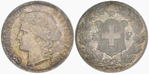 5 Franken 1888. Divo 108. HMZ ... 