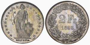 2 Franken 1896. Divo 150. HMZ ... 