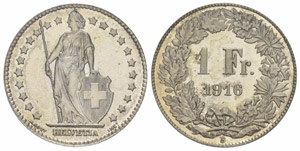 1 Franken 1916. Divo 319. HMZ ... 