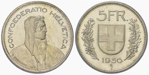 5 Franken 1950. Divo 529. HMZ ... 