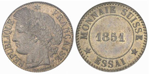 1 Franken (?) 1851. Prägung in ... 