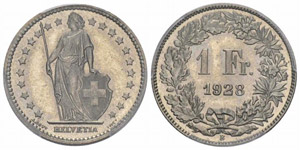 1 Franken 1928. Prägung in ... 