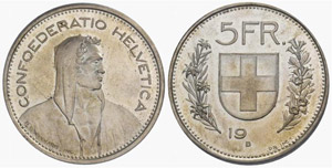 5 Franken 19.. (1930?). Prägung ... 