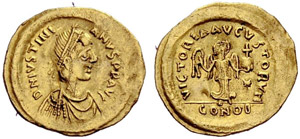 Justinianus I, 527-565. Tremissis ... 