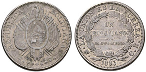 Republik. Boliviano 1893, Potosi. ... 