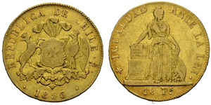 Republik. 10 Pesos 1853, Santiago ... 