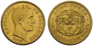 Republik, 1886-. 10 Pesos 1919. ... 