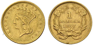 1 Dollar 1857. 1.67 g. Fr. 94. ... 