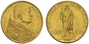 Pio XI. 1922-1939. 100 Lire 1929, ... 