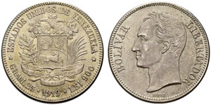 Republik - 5 Bolivares 1919. 25.01 ... 