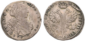 1708. Tynf 1708, Kadashevsky Mint, ... 