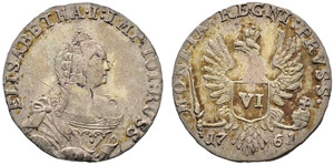 1761. 6 Groschen 1761, Red Mint. ... 