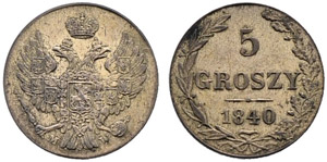 1840. 5 Groszy 1840, Warsaw Mint. ... 