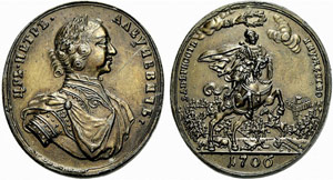 Oval bronze medal 1706. For Loyalty and ... 