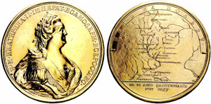 Gilded bronze medal 1787. Journey of ... 