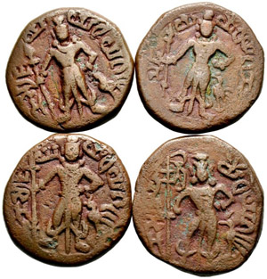 LOTS - India / Yaudhayas. 4 medium bronzes. ... 