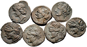 LOTS - Carthage. 7 Bronzes 241/46. Very ... 