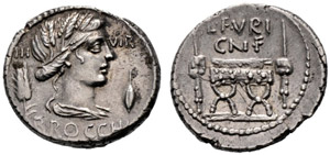 L. Furius Brocchus. Denarius 63, Rome. III ... 