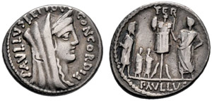 Aemilius Lepidus Paullus. Denarius 62, Rome. ... 