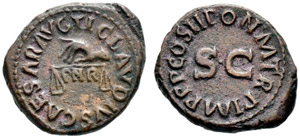 Claudius, 41-54 - Quadrans 41/42, Rome. TI ... 