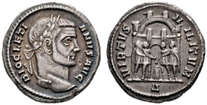 Diocletian, 284-305 - Argenteus 295/297, ... 