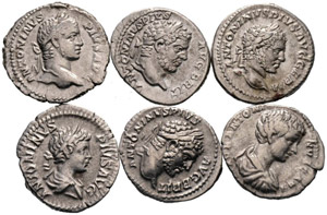 LOTS - Caracalla. 6 Denarii. Minerva, Dea ... 