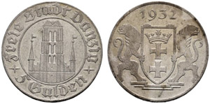 Danzig, Stadt - 5 Gulden 1932. Marienkirche. ... 